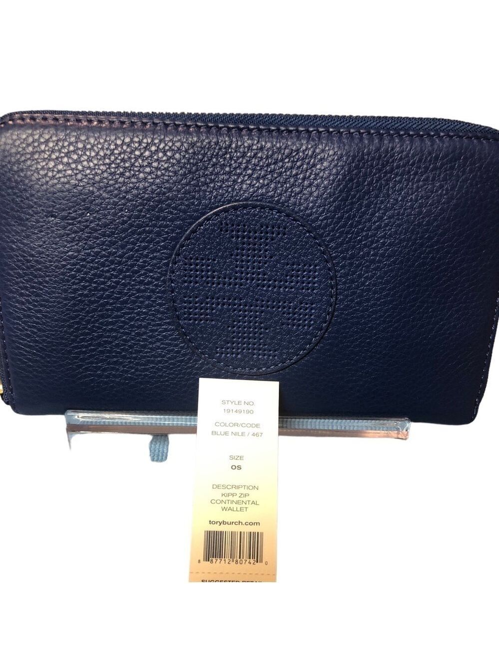 NWT Tory Burch Kipp Zip Around Continental Wallet, Blue Nile